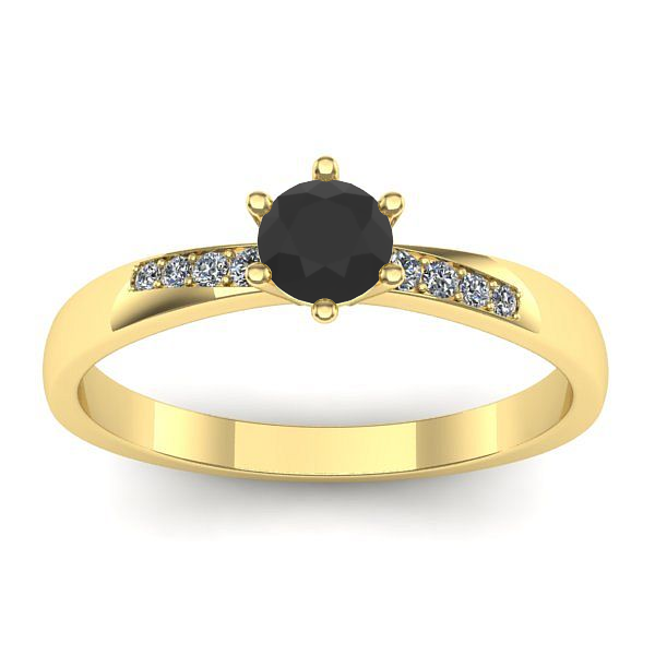 Inel logodna cu diamant negru rotund