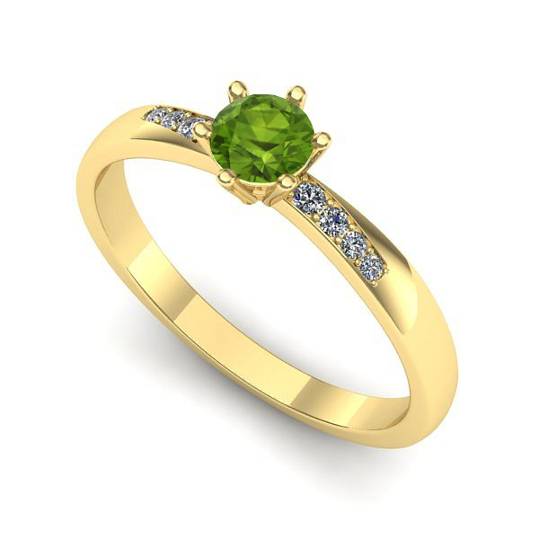 Inel logodna din aur galben cu peridot