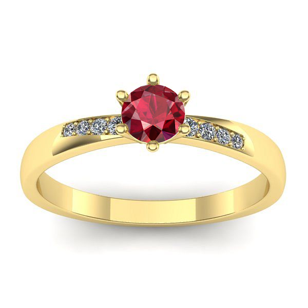 Inel de logodna cu rubin rotund