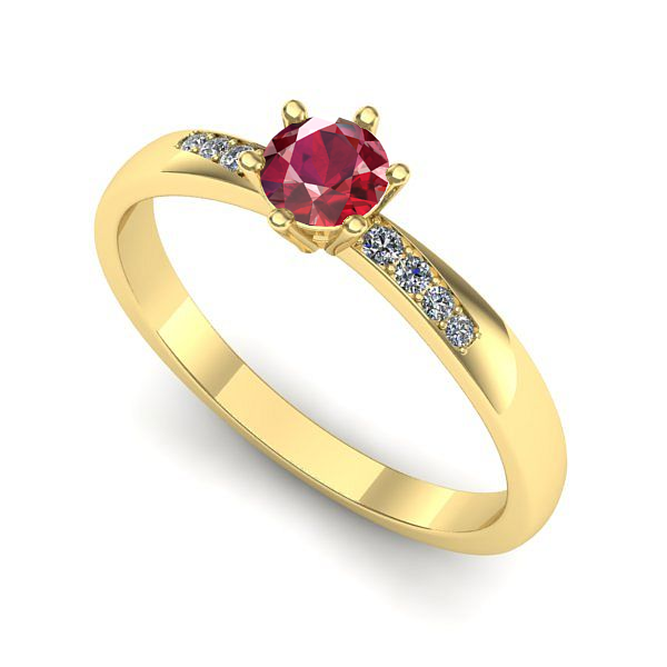 Inel de logodna din aur galben cu rubin