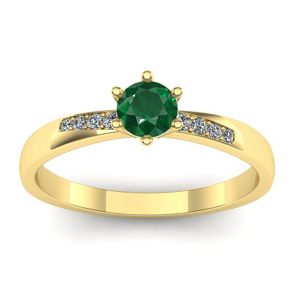 Inel logodna cu smarald rotund