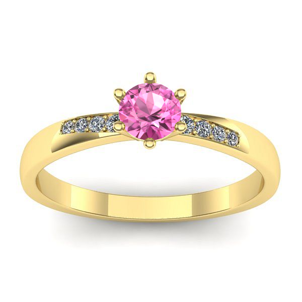 Inel cu safir roz rotund