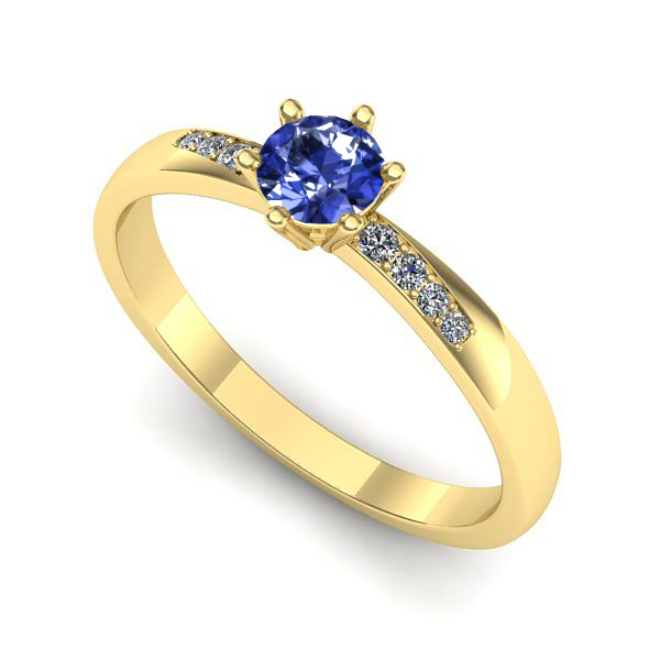 Inel de logodna din aur galben cu tanzanit