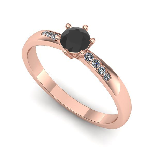 Inel din aur roz cu diamant negru