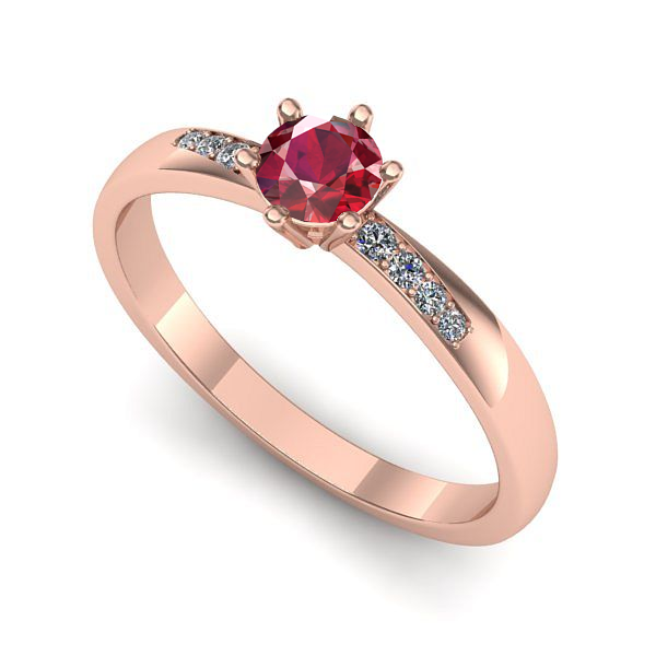Inel logodna din aur roz cu rubin
