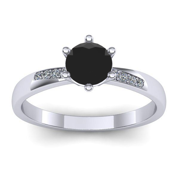 Inel cu diamant negru rotund