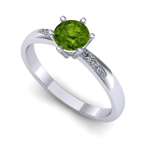 Inel de logodna din aur alb cu peridot