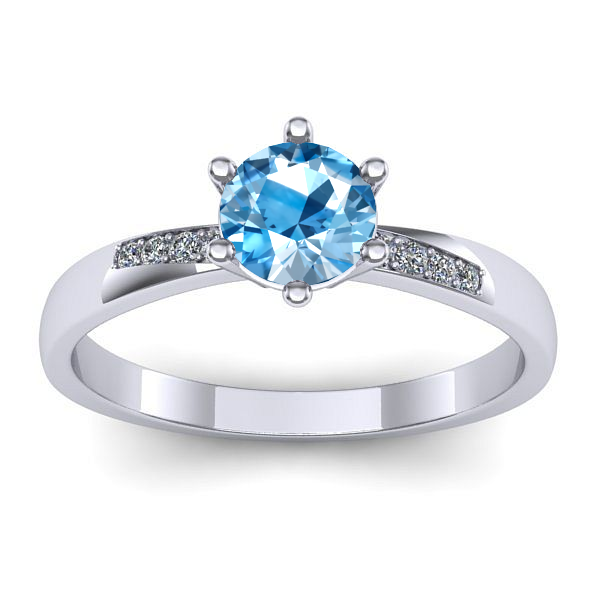 Inel cu topaz blue rotund