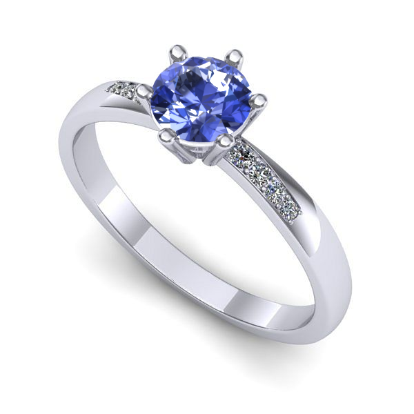 Inel de logodna din aur alb cu tanzanit