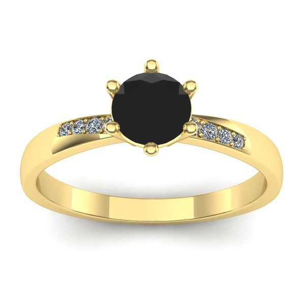 Inel de logodna cu diamant negru rotund
