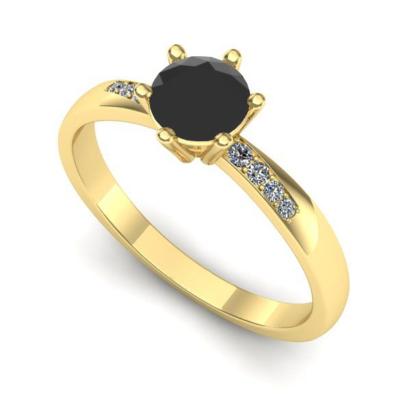 Inel logodna din aur galben cu diamant negru