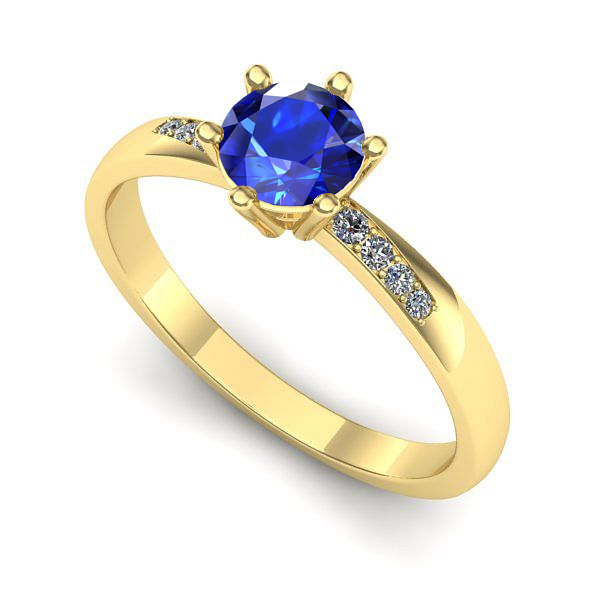 Inel de logodna din aur galben cu safir