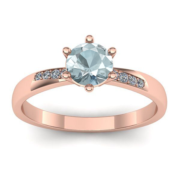 Inel logodna cu aquamarin rotund