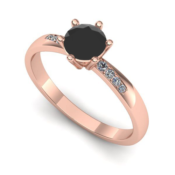 Inel logodna din aur roz cu diamant negru