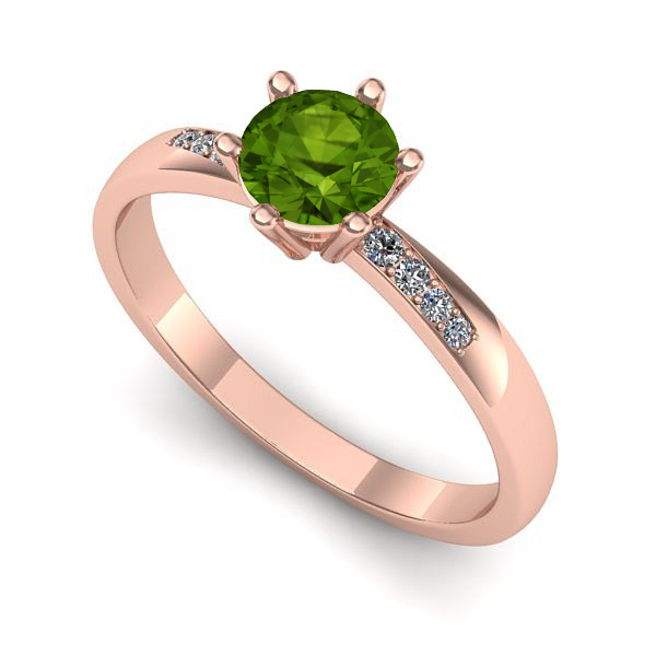 Inel din aur roz cu peridot