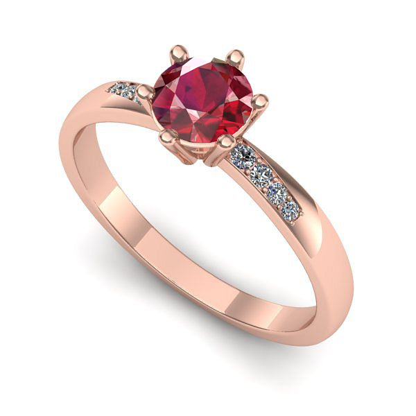 Inel logodna din aur roz cu rubin