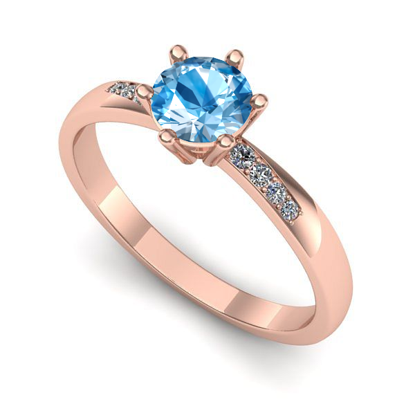 Inel de logodna din aur roz cu topaz blue