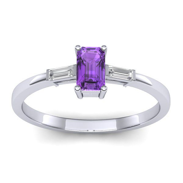 Inel logodna cu ametist dreptunghiular