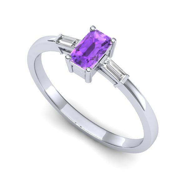 Inel din aur alb cu ametist