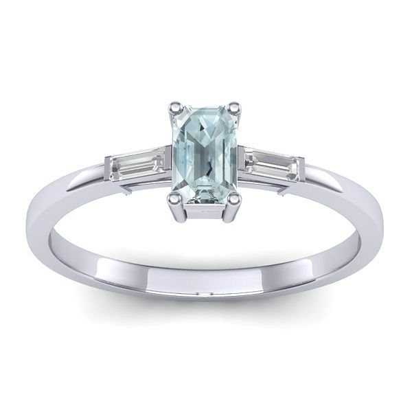 Inel cu aquamarin dreptunghiular