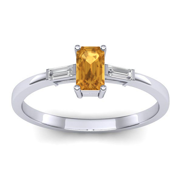 Inel logodna cu citrin dreptunghiular