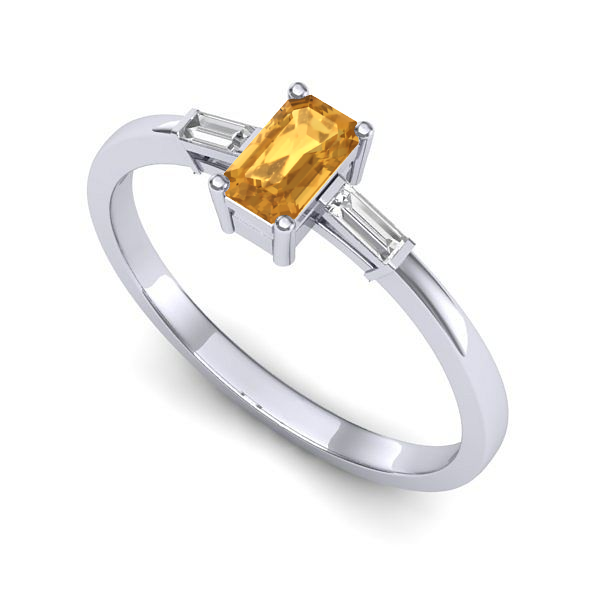 Inel din aur alb cu citrin