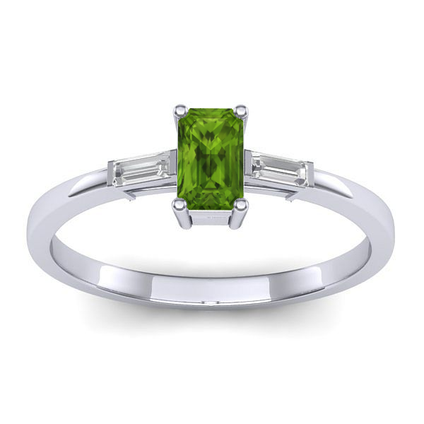 Inel cu peridot dreptunghiular
