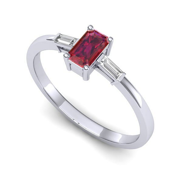 Inel de logodna din aur alb cu rubin