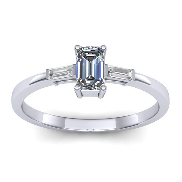 Inel logodna cu safir alb dreptunghiular