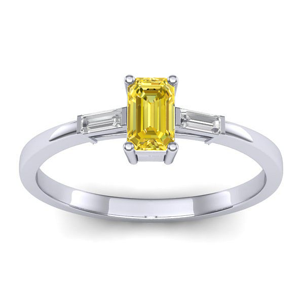 Inel de logodna cu safir galben dreptunghiular