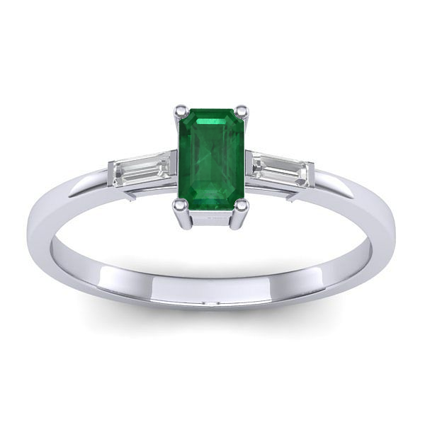 Inel de logodna cu smarald dreptunghiular