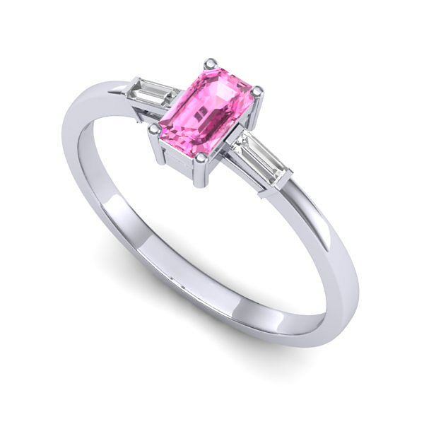 Inel din aur alb cu safir roz