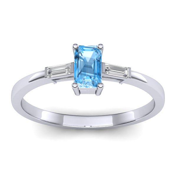 Inel cu topaz blue dreptunghiular