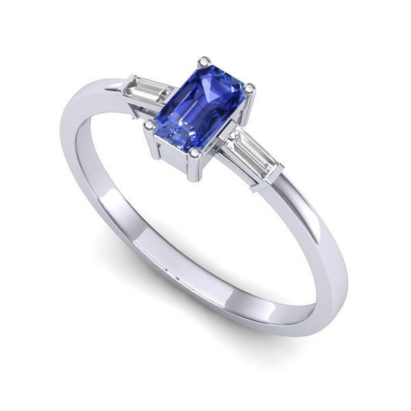 Inel logodna din aur alb cu tanzanit