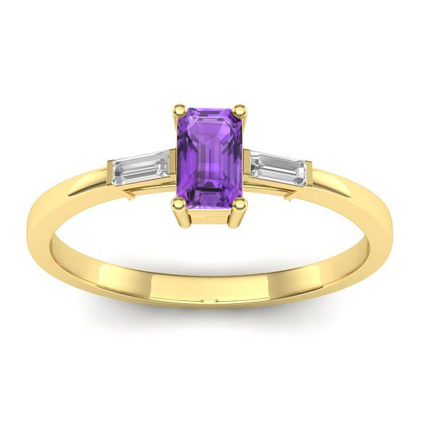 Inel logodna cu ametist dreptunghiular