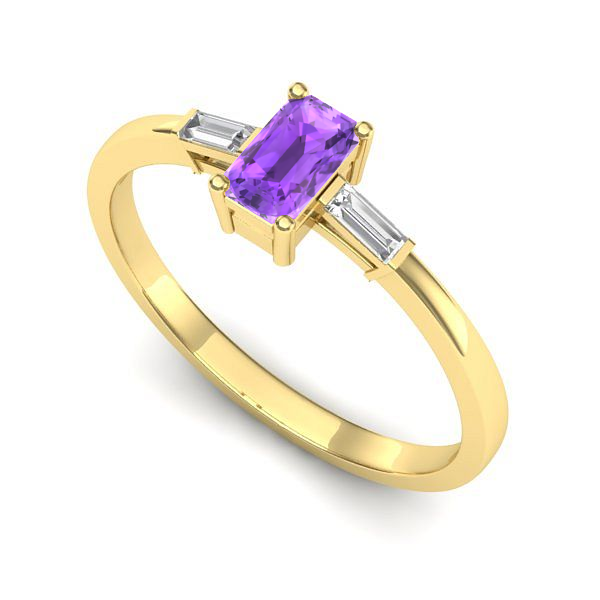 Inel din aur galben cu ametist