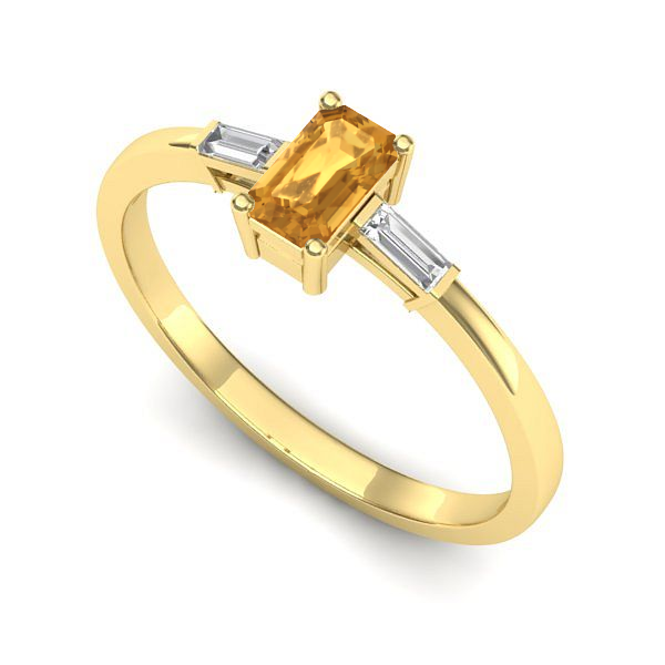 Inel din aur galben cu citrin