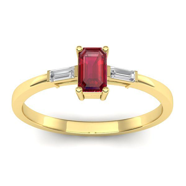 Inel de logodna cu rubin dreptunghiular