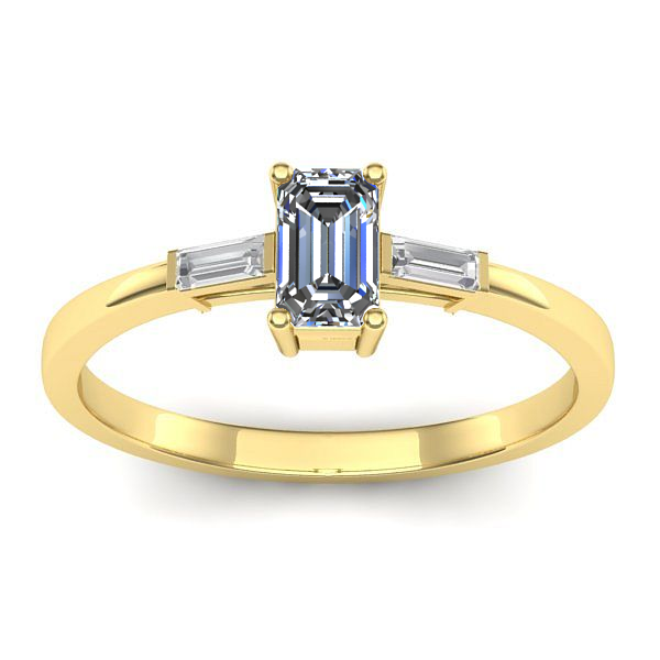 Inel cu safir alb dreptunghiular