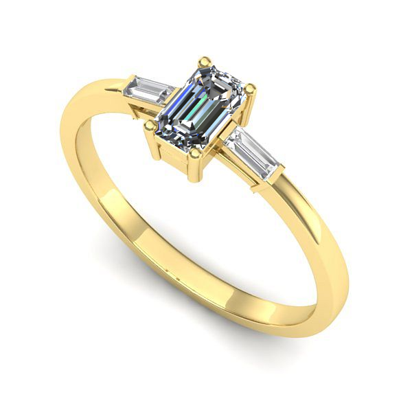 Inel din aur galben cu safir alb