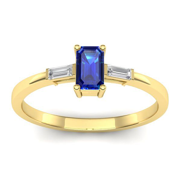 Inel logodna cu safir dreptunghiular