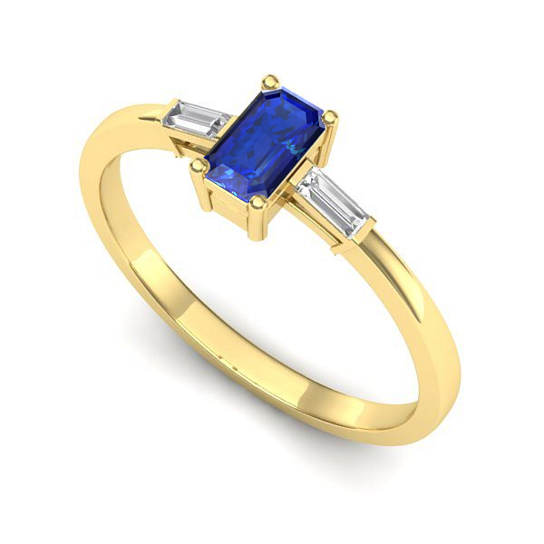 Inel din aur galben cu safir