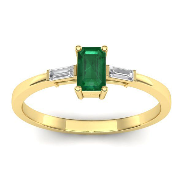 Inel logodna cu smarald dreptunghiular