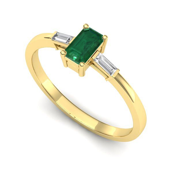 Inel logodna din aur galben cu smarald