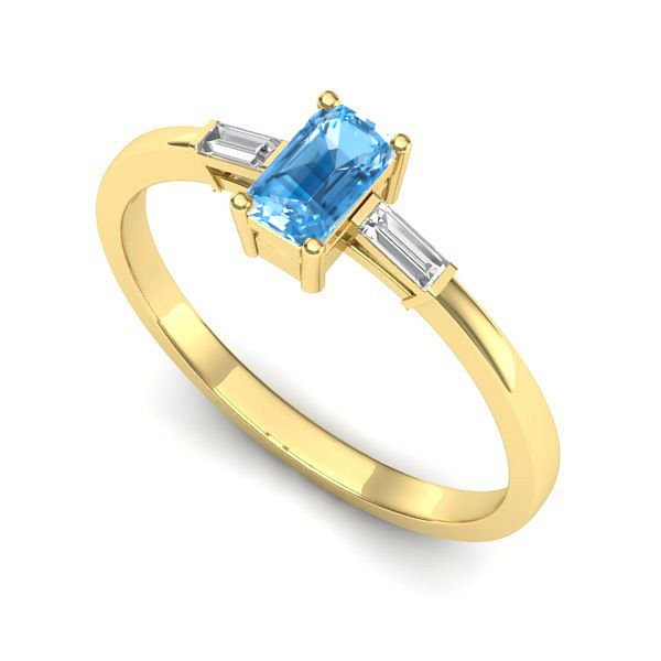 Inel din aur galben cu topaz blue