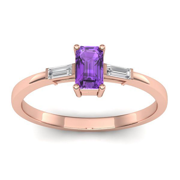 Inel cu ametist dreptunghiular