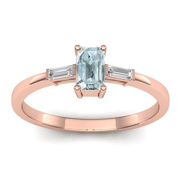 Inel cu aquamarin dreptunghiular