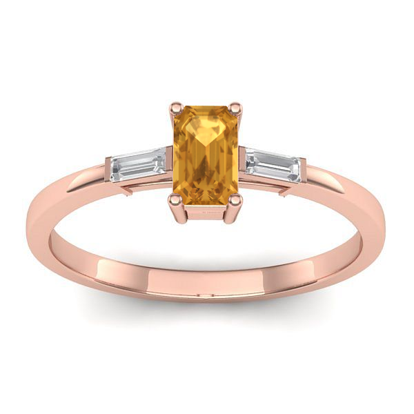 Inel cu citrin dreptunghiular