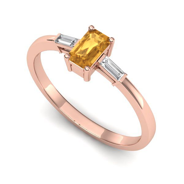 Inel de logodna din aur roz cu citrin