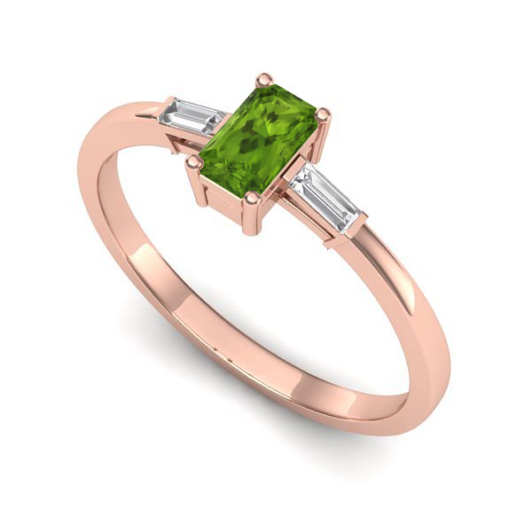 Inel logodna din aur roz cu peridot